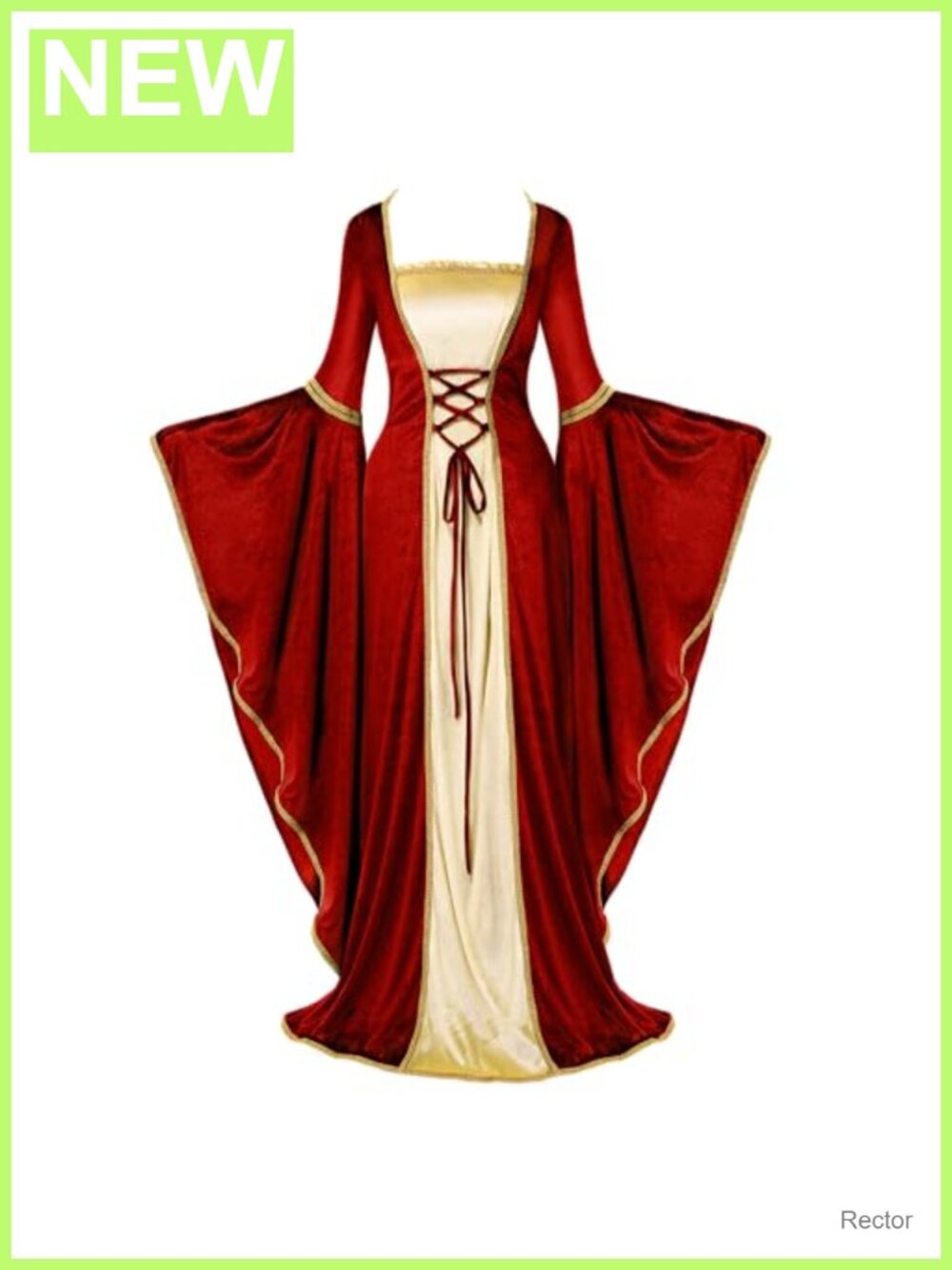 Renaissance Costume Velvet Medieval Dress Trumpet Sleeve